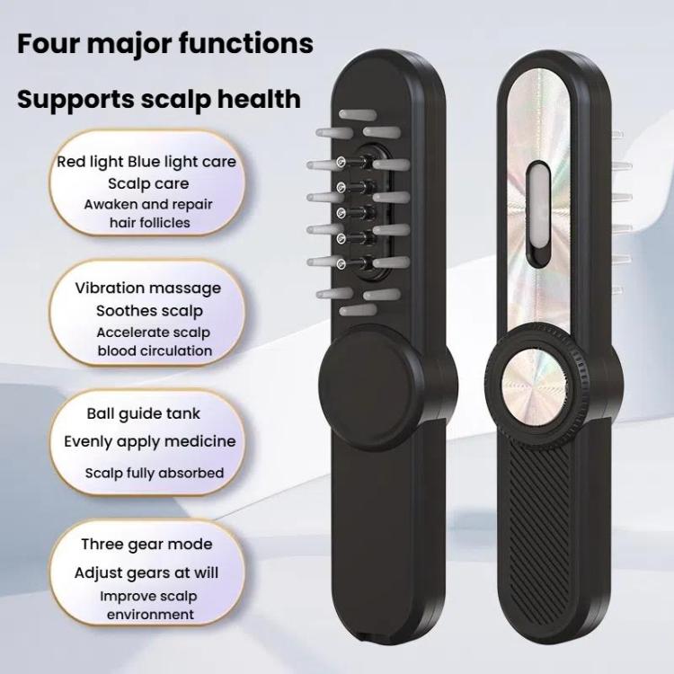 Hair Oil Applicator Roller Ball Red / Blue Light Electric Massage Comb Hair Regrowth Conductive Comb(White)