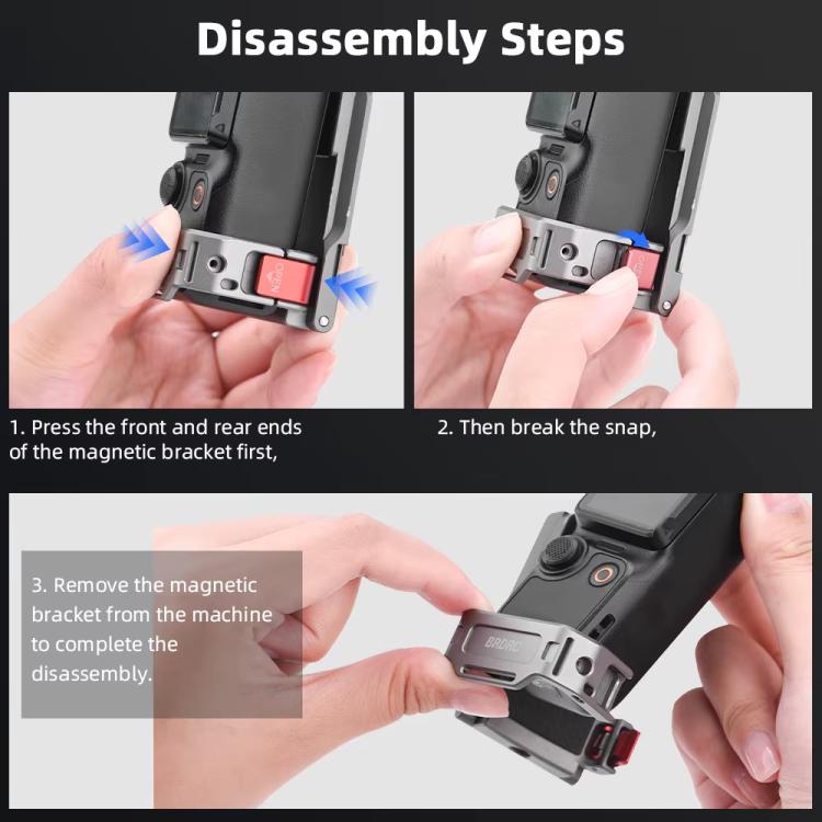 For DJI OSMO Pocket 3 BRDRC PO3005 Multi-functional Magnetic Base Expansion Back Clip Holder Adapter Bezel Accessory(Tarnish)