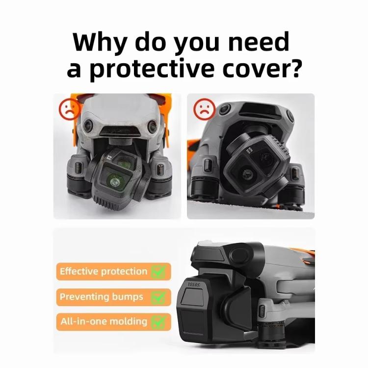 For DJI Air 3S BRDRC Lens Protective Cover Dustproof Anti-Knock Fixed Clip Gimbal Protector(Frosted Black)