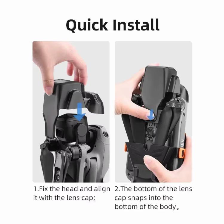 For DJI Air 3S BRDRC Lens Protective Cover Dustproof Anti-Knock Fixed Clip Gimbal Protector(Frosted Black)