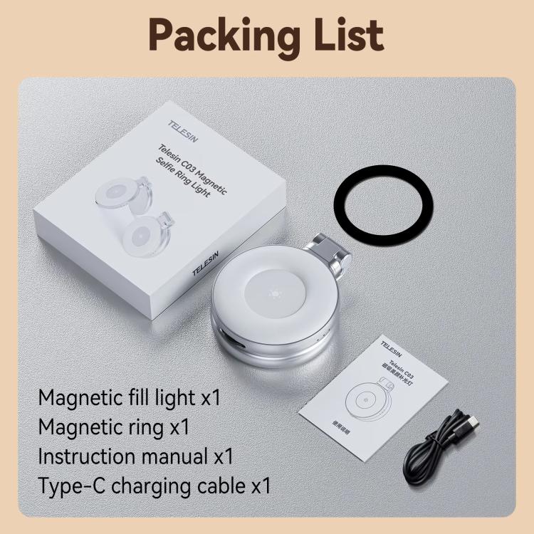 TELESIN S5-BGD-01 Mini Phone Magnetic Beauty Replacement Light Tri-color Temperature Portable Selfie Mirror Rotating Stretching Pocket Lamp - free shipping - PMc TechLife - Order now!