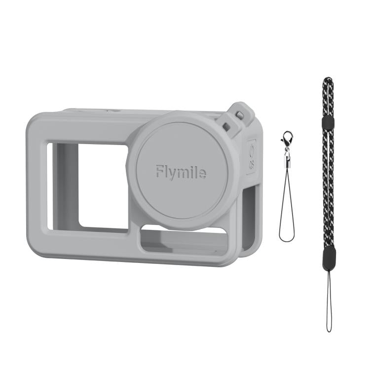 For DJI Osmo Action 3 / 4 / 5 Pro Flymile Silicone Cover Sport Camera Lens Drop Cases(Gray)