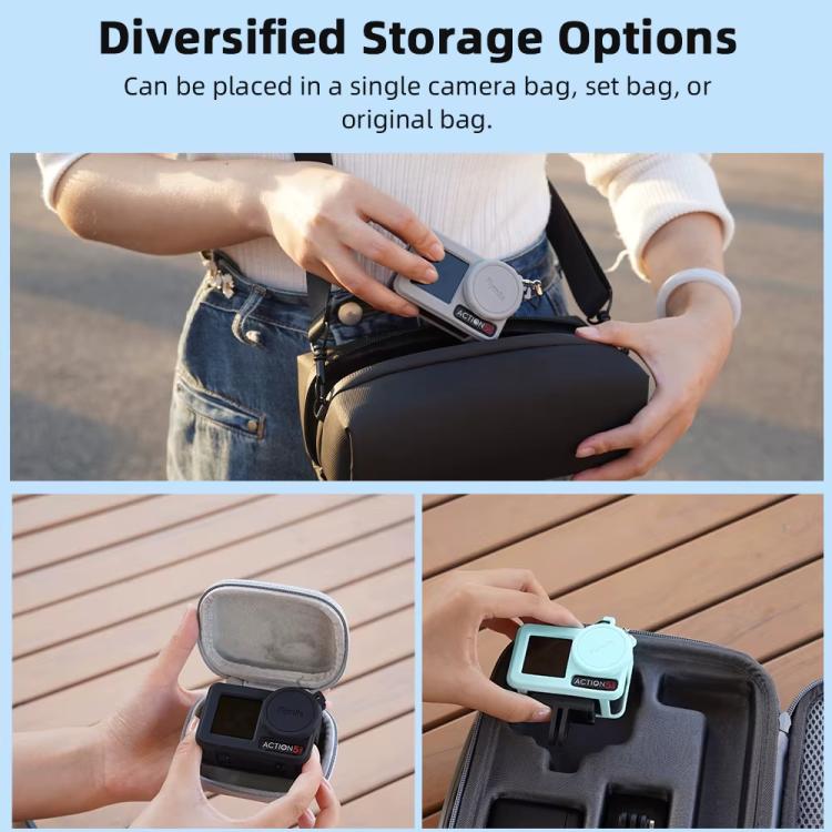 For DJI Osmo Action 3 / 4 / 5 Pro Flymile Silicone Cover Sport Camera Lens Drop Cases(Gray)