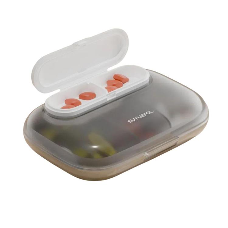 Portable Pill Box Dispenser Sealed Large Capacity Seven Days a Week Medication Organizer, Color: 6 Grids Gray