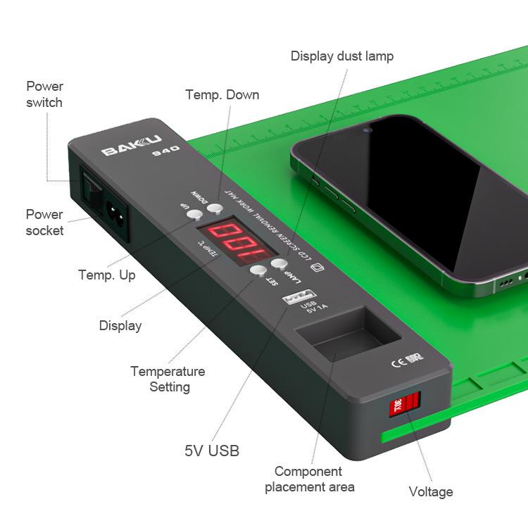 BAKU BA-940 16-inch LCD Screen Removal Work Mat With Heating System and Dust Lighting EU Plug - free shipping - PMC TechLife - Order now!