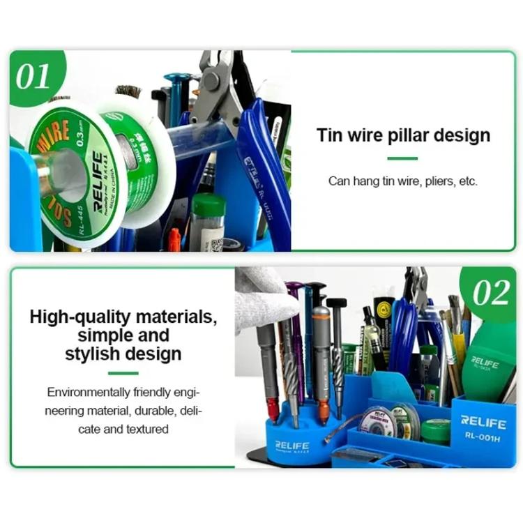 RELIFE RL-001H Rotary Organizer Cell Phone Repair Tool Parts Screwdriver Storage Rack(Blue) - free shipping - PMC Jewellery - Order now!