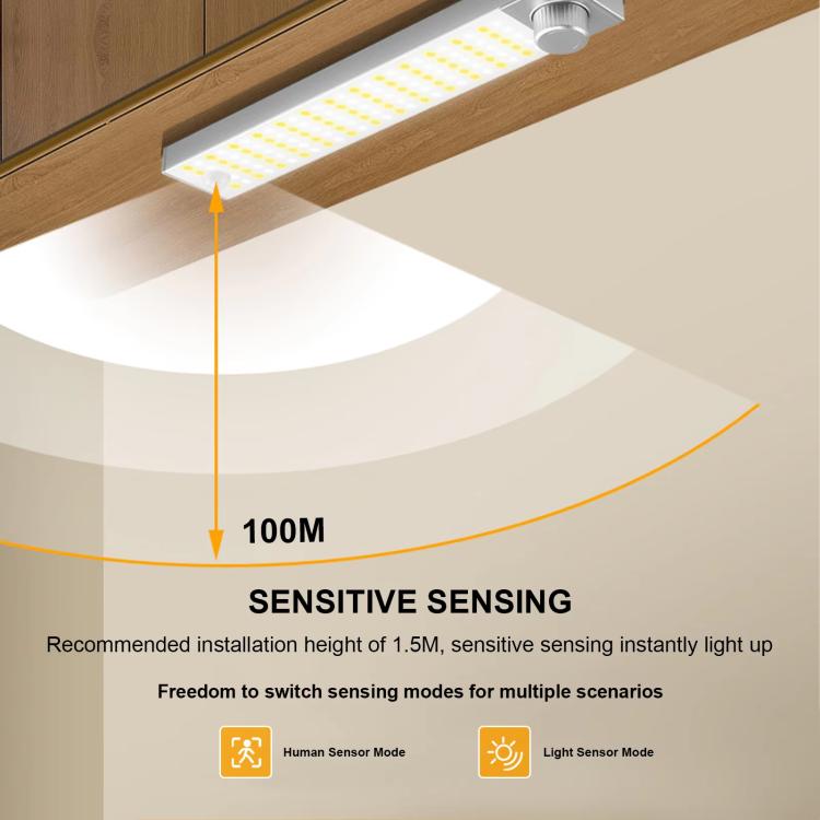 LED Cabinet Light Magnetic Motion Sensor Rechargeable Lamp 128 LEDs 3-color Temperature XN01 - Sensor LED Lights by PMC Jewellery | Online Shopping South Africa | PMC Jewellery | Buy Now Pay Later Mobicred
