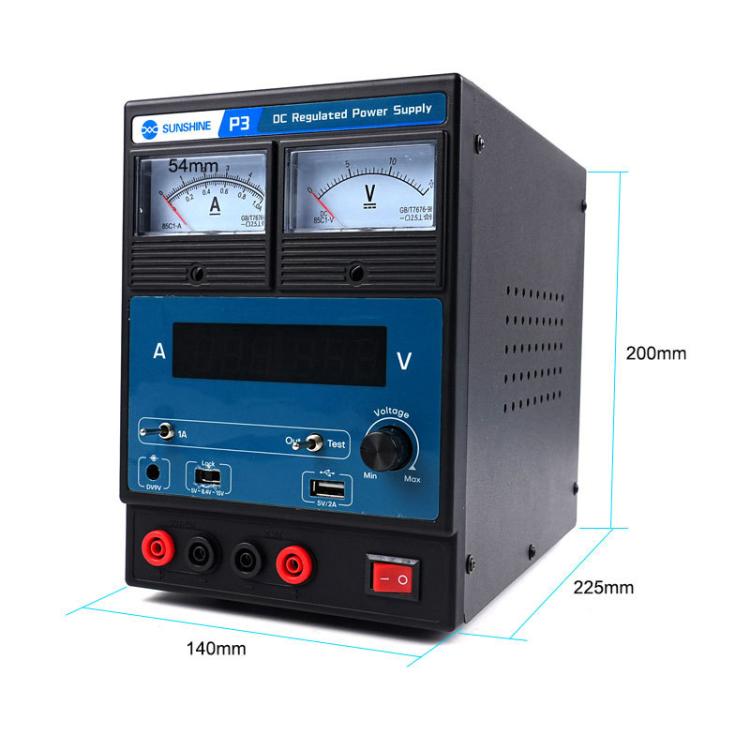 SUNSHINE P3 DC Regulated Power Supply 5V/8.4V/15V Switching Mobile Phone Repair Regulated Power Supply Meter(US Plug 110V) - free shipping - PMC Jewellery - Order now!