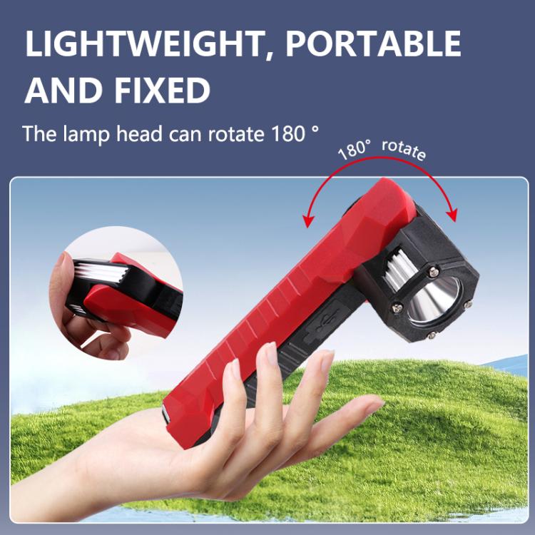 Magnet-Hook COB Rotating Strong Light Emergency Work Light(Red)