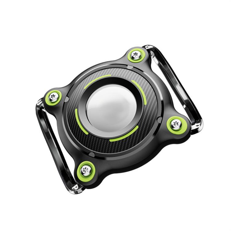 For AirTag Tracker Water-resistant Protective Case Puppy Kitten Collar Metal Buckle Model Protective Cover(Black+Green PC)