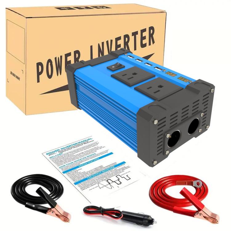 Gurxun 4 USB Ports Digital Display Modified Square Wave Inverter, Spec: 500W Brazil Plug 12V To 220V