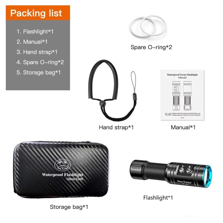 Sea Frogs SF-L03 100m/325FT IPX8 Underwater Video Light 1000 lm Diving Flashlight(Blue) - free shipping - PMc TechLife - Order now!