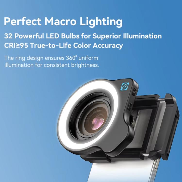 APEXEL 10-20x Zoom Macro Lens With 45-Mode Fill Light Kit for Smartphones - free shipping - PMC Jewellery - Order now!