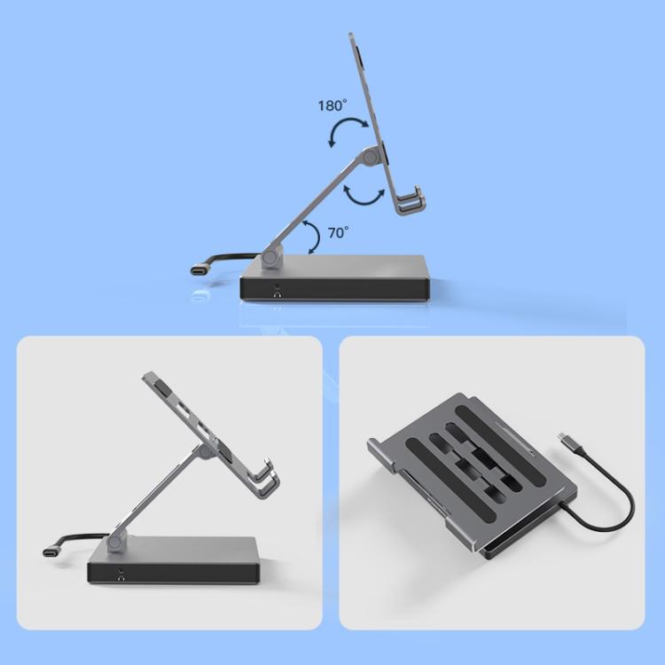 Blueendless 4K/60Hz Multifunctional Docking Station Tablet Holder, Spec: 10-in-1 Ethernet Port Rotating - free shipping - PMC Jewellery - Order now!