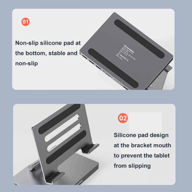 Blueendless 4K/60Hz Multifunctional Docking Station Tablet Holder, Spec: 10-in-1 Ethernet Port Rotating - free shipping - PMC Jewellery - Order now!