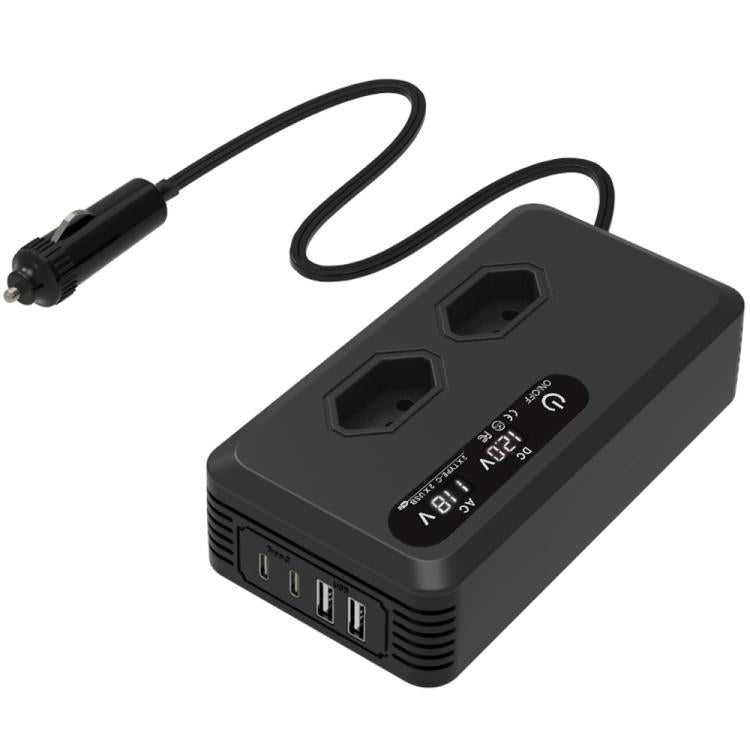 Gurxun Dual Digital Display Car Inverter With 2 USB+2 Type-C Ports Brazil Plug 220V