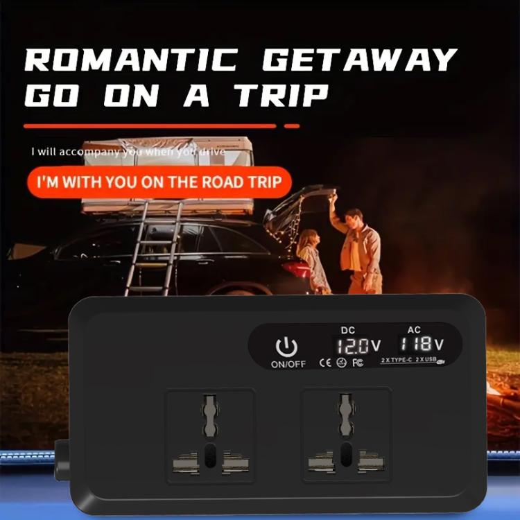 Gurxun Dual Digital Display Car Inverter With 2 USB+2 Type-C Ports Brazil Plug 220V - free shipping - PMC Jewellery - Order now!
