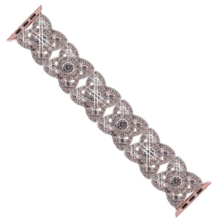 Petaled Metal Diamond Wristband Strap For Apple Watch Series 9 / 8 / 7 / 6 / SE / 5 / 4 / 3, Color: 1215 Silver(38/40/41mm)