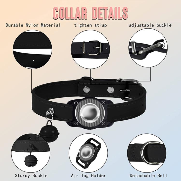 For AirTag Tracker Water-resistant Protection Case Pet Leather Collar Anti Lost Cat Locator Collar(Purple)