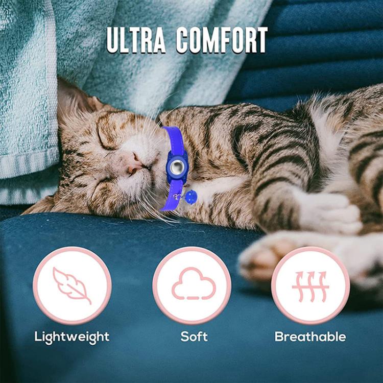 For AirTag Tracker Water-resistant Protection Case Pet Leather Collar Anti Lost Cat Locator Collar(Purple)