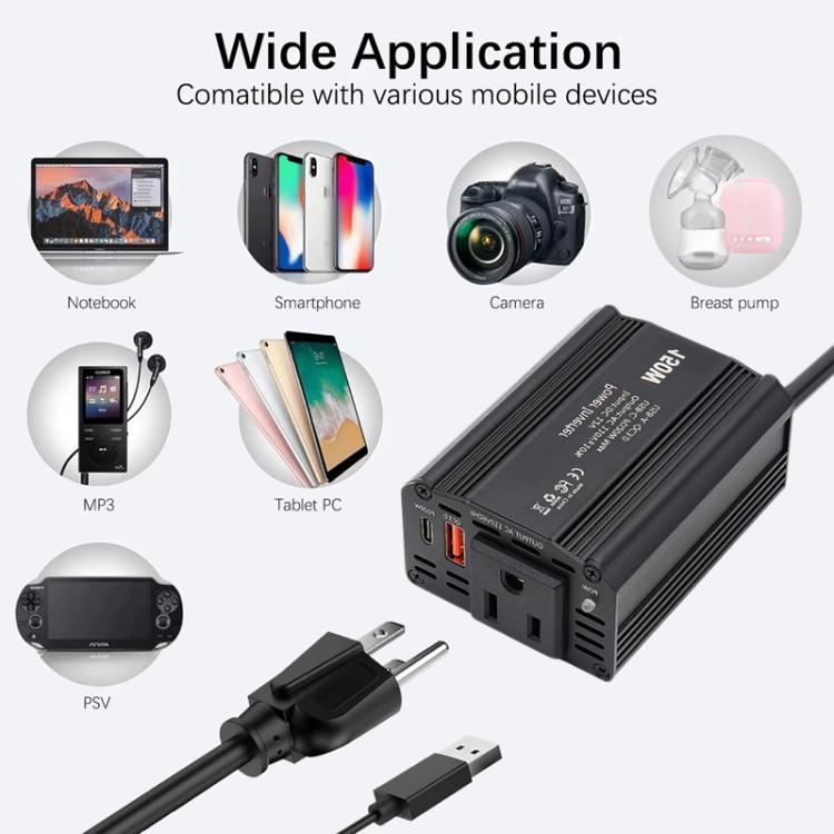150W PD20W QC3.0 Fast Charging Car Inverter Car Cigarette Lighter Power Supply Adapter(EU Plug) - Modified Square Wave by PMC Jewellery | Online Shopping South Africa | PMC Jewellery | Buy Now Pay Later Mobicred