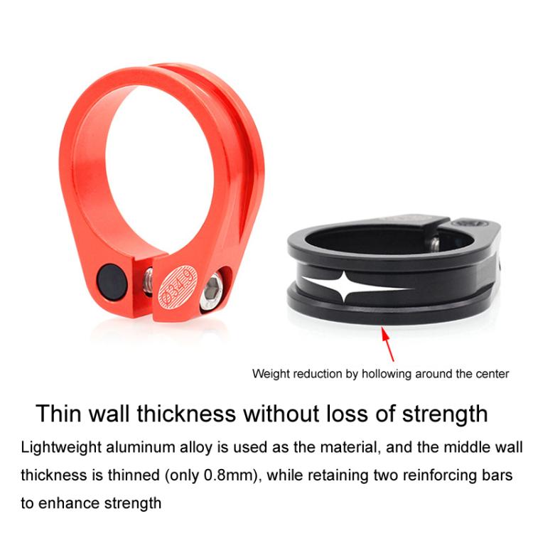 Mountain Road Bicycle Aluminum Locking Seatpost Clamps Seatpost Clamp Ring Fittings(34.9mm Red)