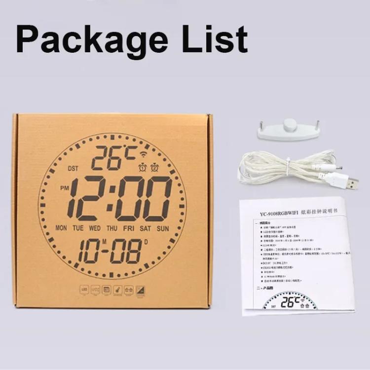 Wifi App Control LED Digital Wall Clock With RGB Light Multi-Functional Alarm Clock(Black Shell Black Surface) - free shipping - PMc TechLife - Order now!