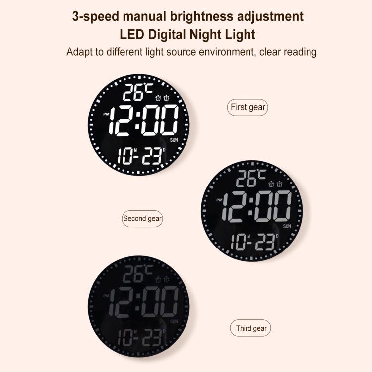 11.6-Inch RGB Wall Clock With Remote Control Multi-Functional Alarm Clock Black+Cloth