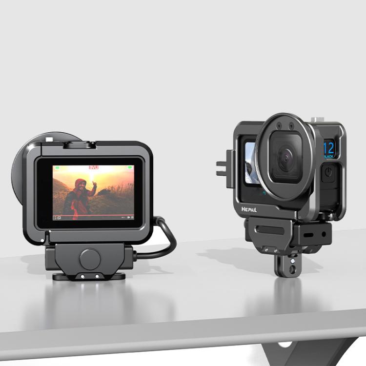 For GoPro HERO12 Black /11 Black /10 Black /9 Black HEPAIL C-G12 Metal Rabbit Cage With Dual Cold Shoe Connector - free shipping - PMC Jewellery - Order now!