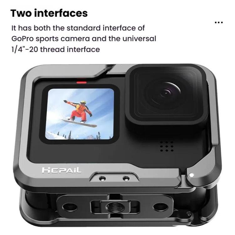 For GoPro HERO12 Black /11 Black /10 Black /9 Black HEPAIL C-G12 Metal Rabbit Cage With Dual Cold Shoe Connector - free shipping - PMC Jewellery - Order now!