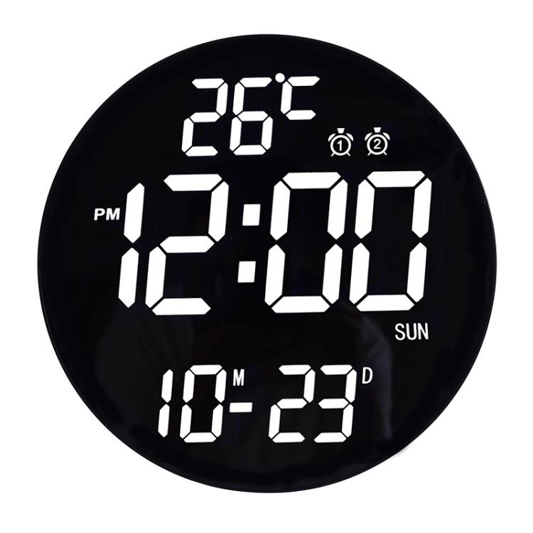 11.6-Inch White Light Wall Clock With Remote Control Multi-Functional Alarm Clock Bamboo+Black