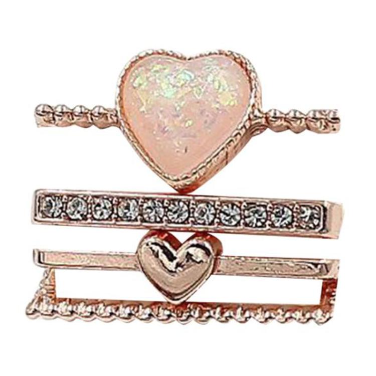 4pcs / Set 21mm Width Smart Watch Silicone Band Heart Decorative Ring Metal Accessories(Rose Gold)