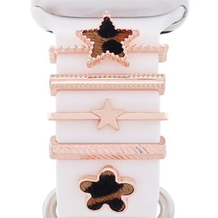 5pcs / Set 20mm Width Smart Watch Silicone Band Decorative Ring Metal Accessories, Style: Rose Gold 3