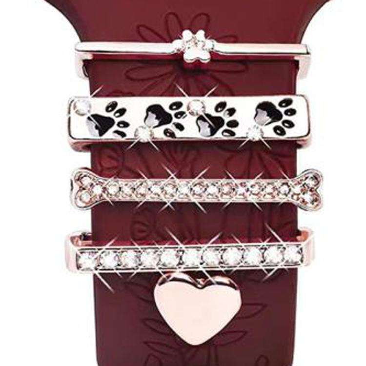 5pcs / Set 20mm Width Smart Watch Silicone Band Decorative Ring Metal Accessories, Style: Rose Gold 8