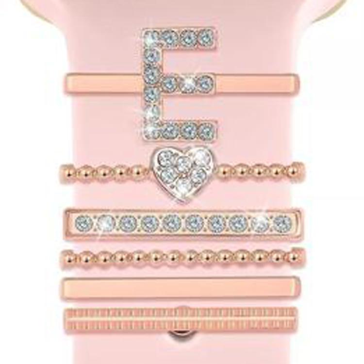 6pcs / Set Smart Watch Silicone Band Decorative Ring Metal Accessories, Size: E(Rose Gold)