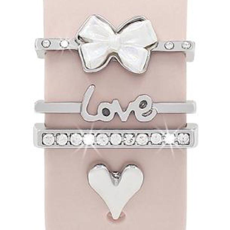 4pcs / Set 22mm Width Smart Watch Silicone Band Decorative Ring Metal Accessories(Love Heart Silver)