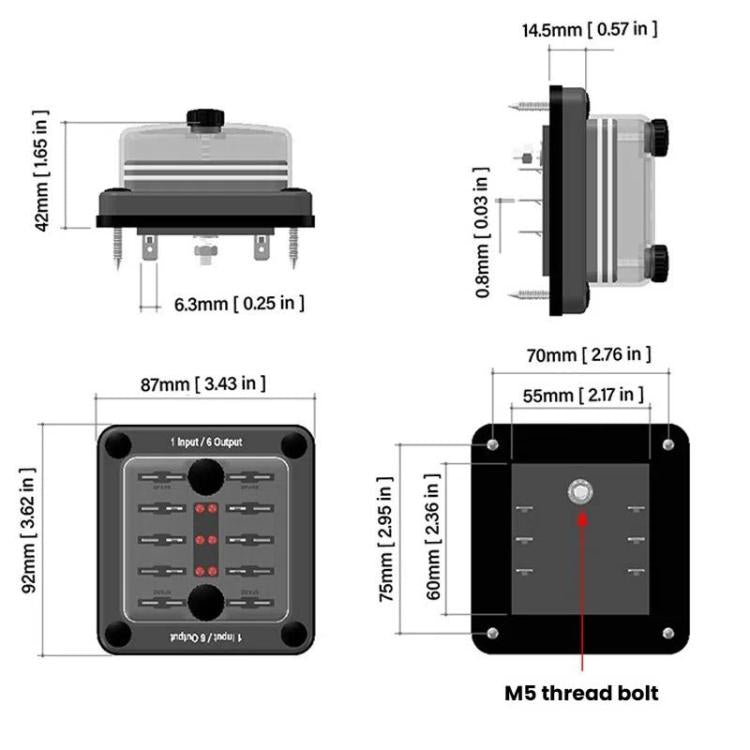 6-Way Water-resistant Fuse Box With LED Indicator And Sticker(ZH-1704A1)