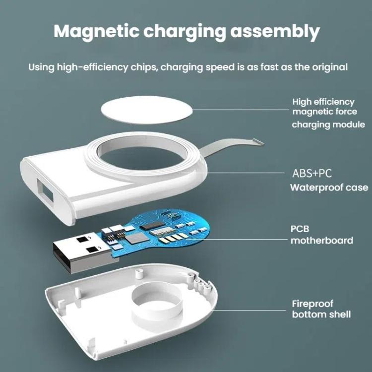 For Apple Watch 1/2/3/4/5/6/7/8/9/10/SE Portable USB Magnetic Wireless Charger(White)