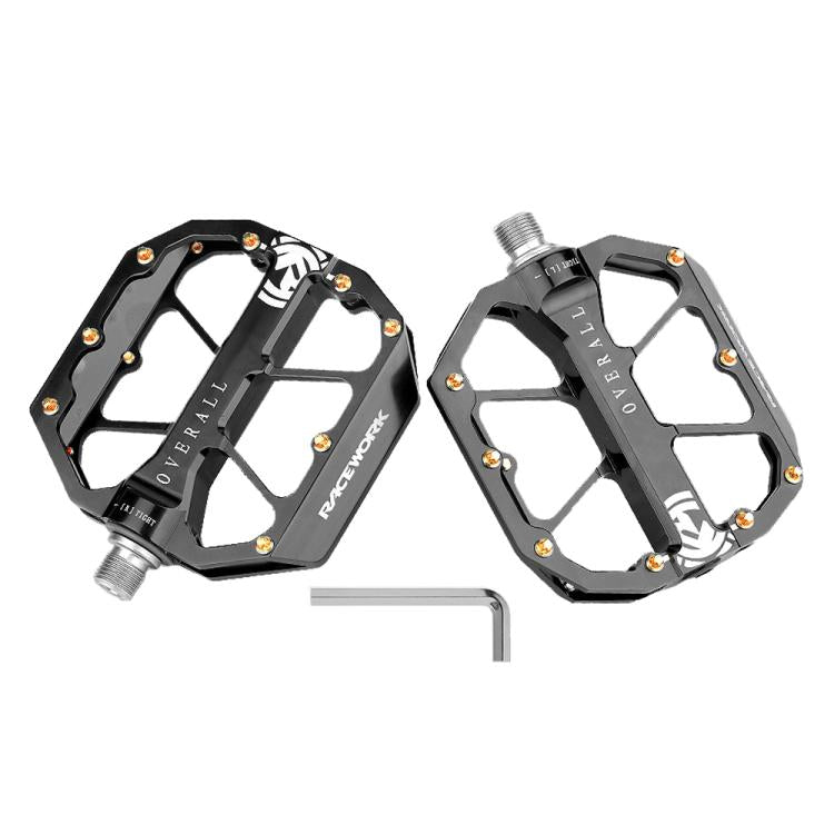 RACEWORK D029 CNC Triple Bearing Hollow Anti-slip Bicycle Pedals(Black)