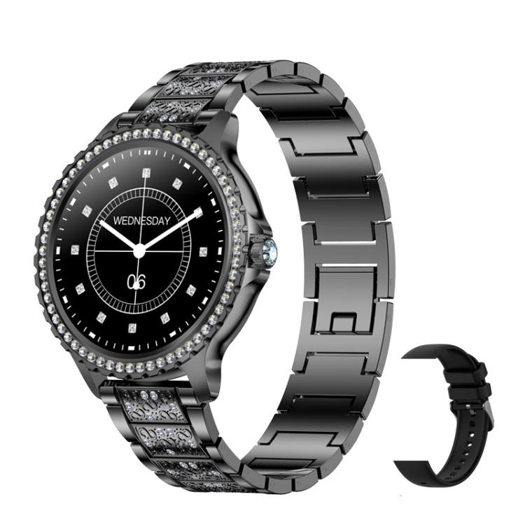 Bluetooth Calling AI Voice Assistant Life Water-resistant Sports Smartwatch, Color: Black Rough Steel Strap+Black Silicone Strap