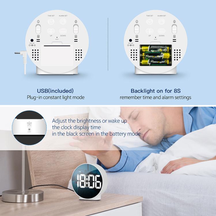 EDUP EH-8816 Simple Digital Electronic Clock Night Light Battery Plug-in Dual Power Mode Alarm Clock(White Case Colorful Letter) - free shipping - PMC Jewellery - Order now!
