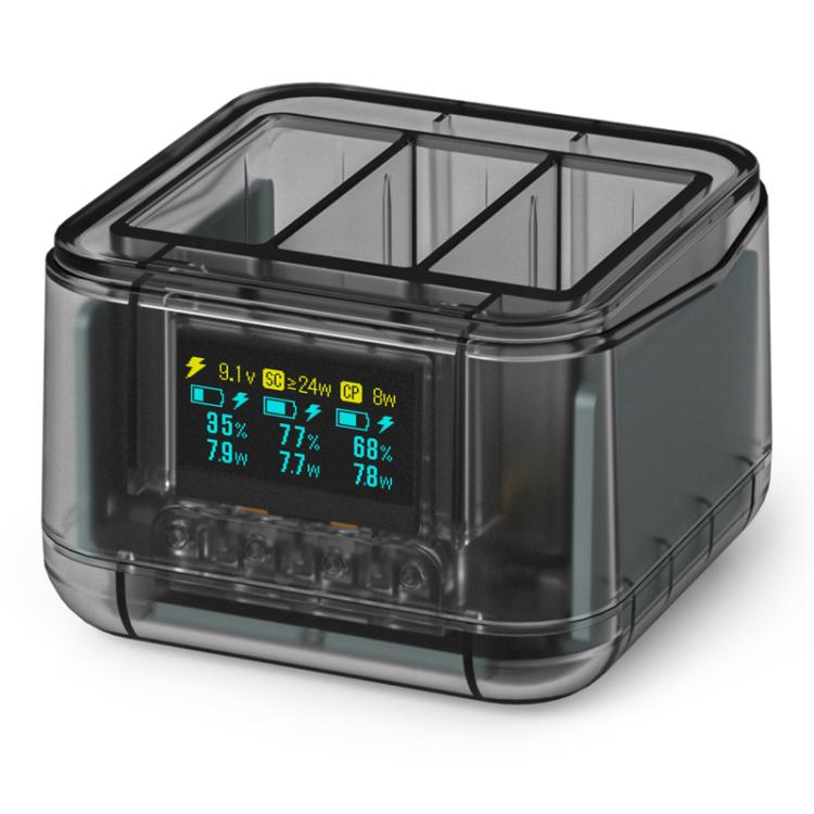 For GoPro HERO13 Black Super Fast Charger Dock Battery Charging Station With OLED Screen Display(Transparent Black) - free shipping - PMC Jewellery - Order now!