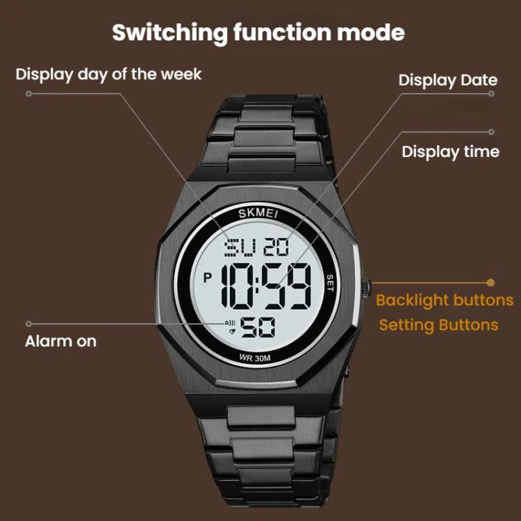 SKMEI 2479 Men Business Casual Multi-Function Chronograph Electronic Watch(Gold)