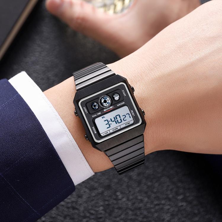 SKMEI 2450 Men Business Multifunctional Watch Casual Waterproof Square Electronic Watch(Black) - free shipping - PMC Jewellery - Order now!