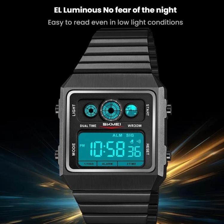SKMEI 2450 Men Business Multifunctional Watch Casual Waterproof Square Electronic Watch(Black) - free shipping - PMC Jewellery - Order now!