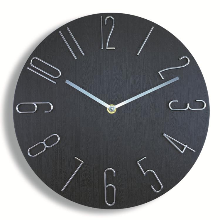 12 Inch Frameless Minimalist Wall Clock Silent Modern Quartz Clock for Living Room, Bedroom, Kitchen, Color: Black
