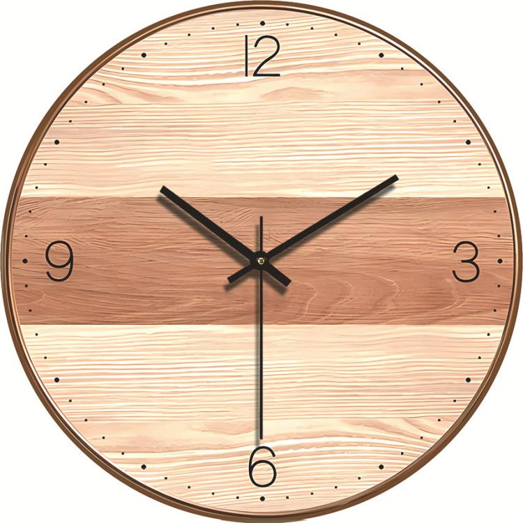 12-inch Imitation Wood Grain Texture Decorative Wall Clock Silent Quartz Clock Holiday Gift HR-CMW20