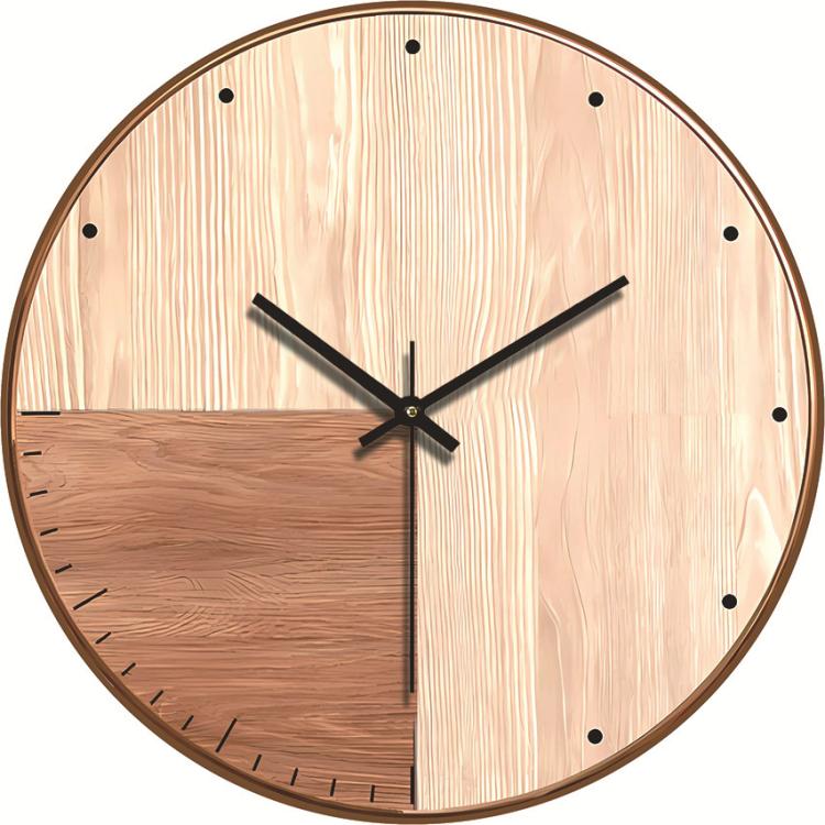 12-inch Imitation Wood Grain Texture Decorative Wall Clock Silent Quartz Clock Holiday Gift HR-CMW21