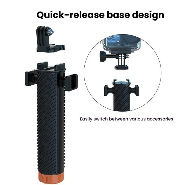Buoyant Anti-Sink Dive Handle With Dual Cold Shoe Mounts for Action Cameras(Orange)