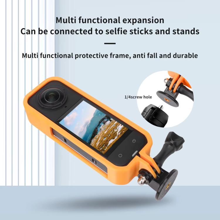 For Insta360 X5 360 Camera CQT Expandable Protective Cage Shockproof Case Vertical Orange - free shipping - PMC Jewellery - Order now!